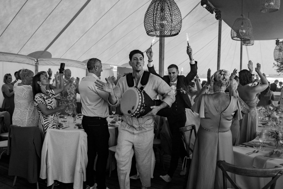 Sam Anderson playing live percussion at Cabo